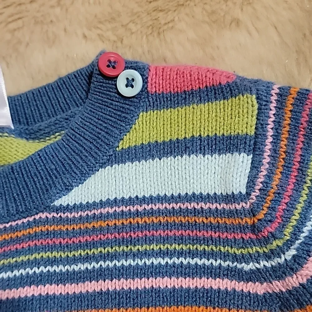 GYMBOREE MULTI-COLOR STRIPED LONG-SLEEVE SWEATER DRESS, SIZE 7